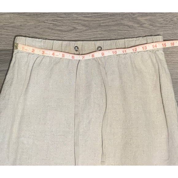 Eileen Fisher Women's PS 100% Organic Linen Drawstring Elastic Waist Slit Skirt - Picture 12 of 12